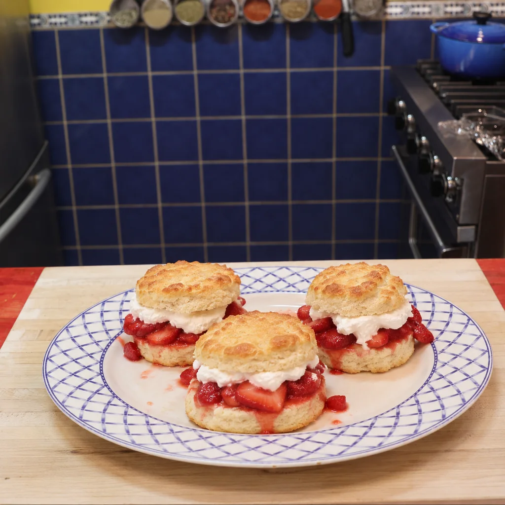 shortcakes fraises biscuits creme, plat fini