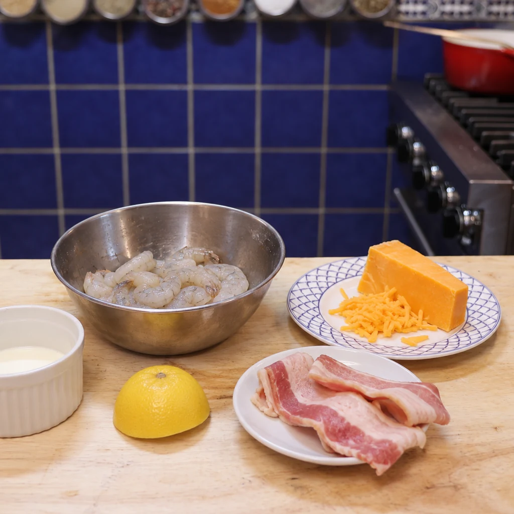 shrimp and cheddar grits, ingredients