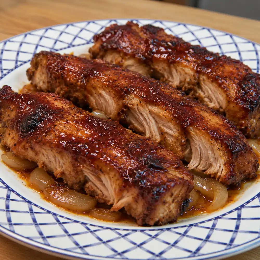 slow cooker country style ribs, finished dish