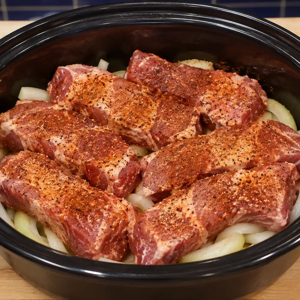 slow cooker country style ribs, step 1
