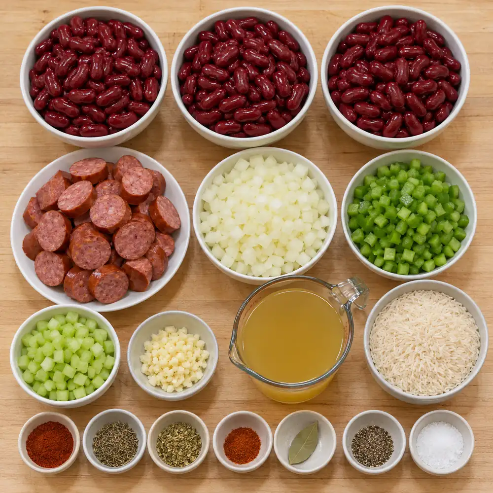 slow cooker red beans and rice, ingredients