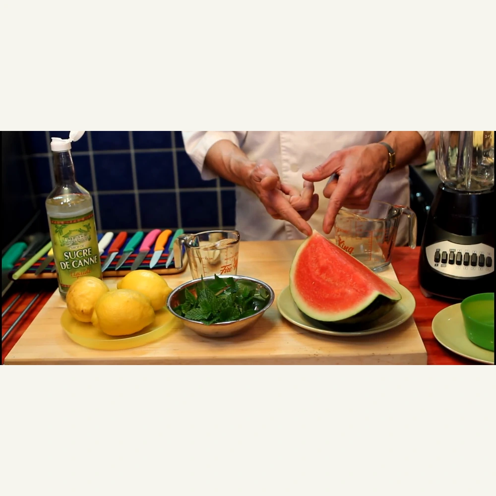 smoothie au melon deau citron et menthe facon granite, ingredients