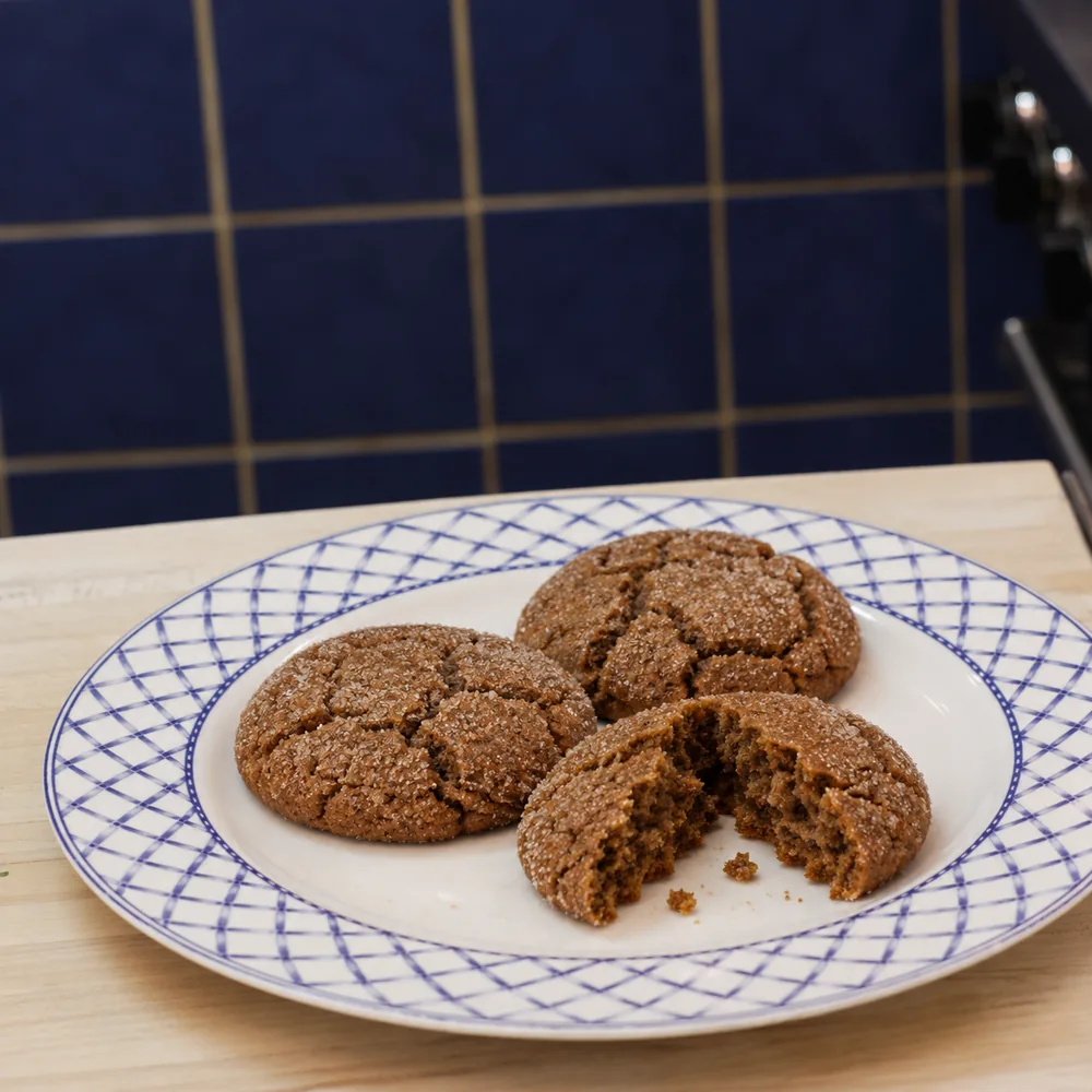 soft molasses cookies, finished dish