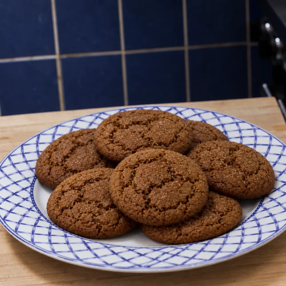 soft molasses cookies, finished dish