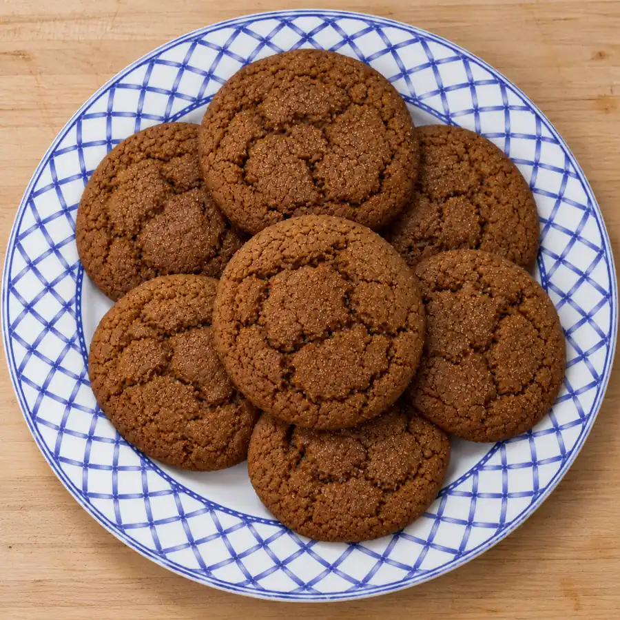 soft molasses cookies, finished dish