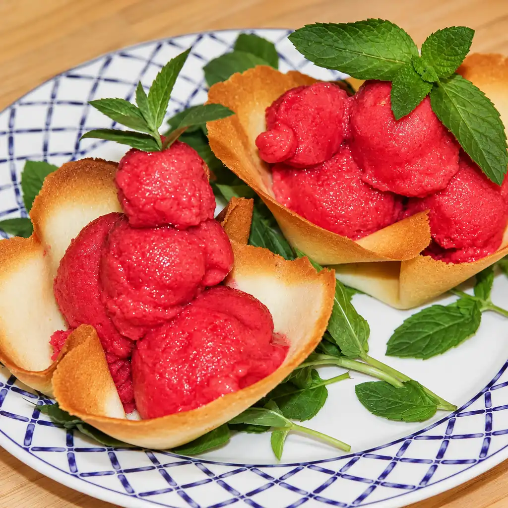 Sorbet à la framboise maison avec sorbetière