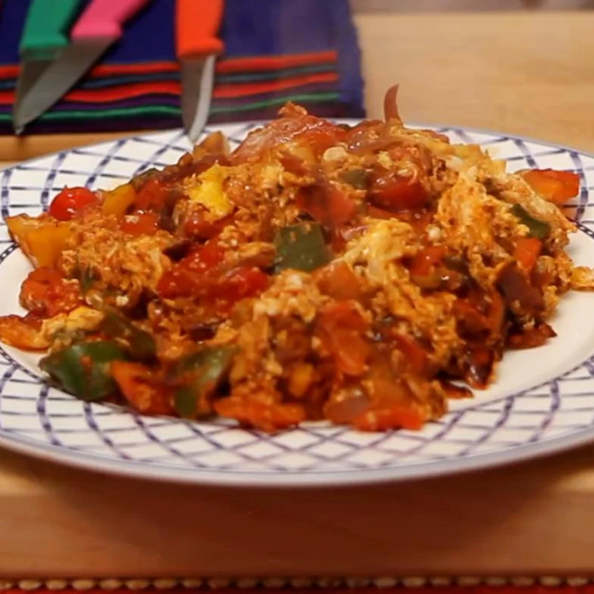 stirred egg shakshuka, finished dish
