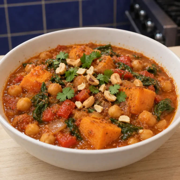 Sweet Potato Peanut Stew with Chickpeas