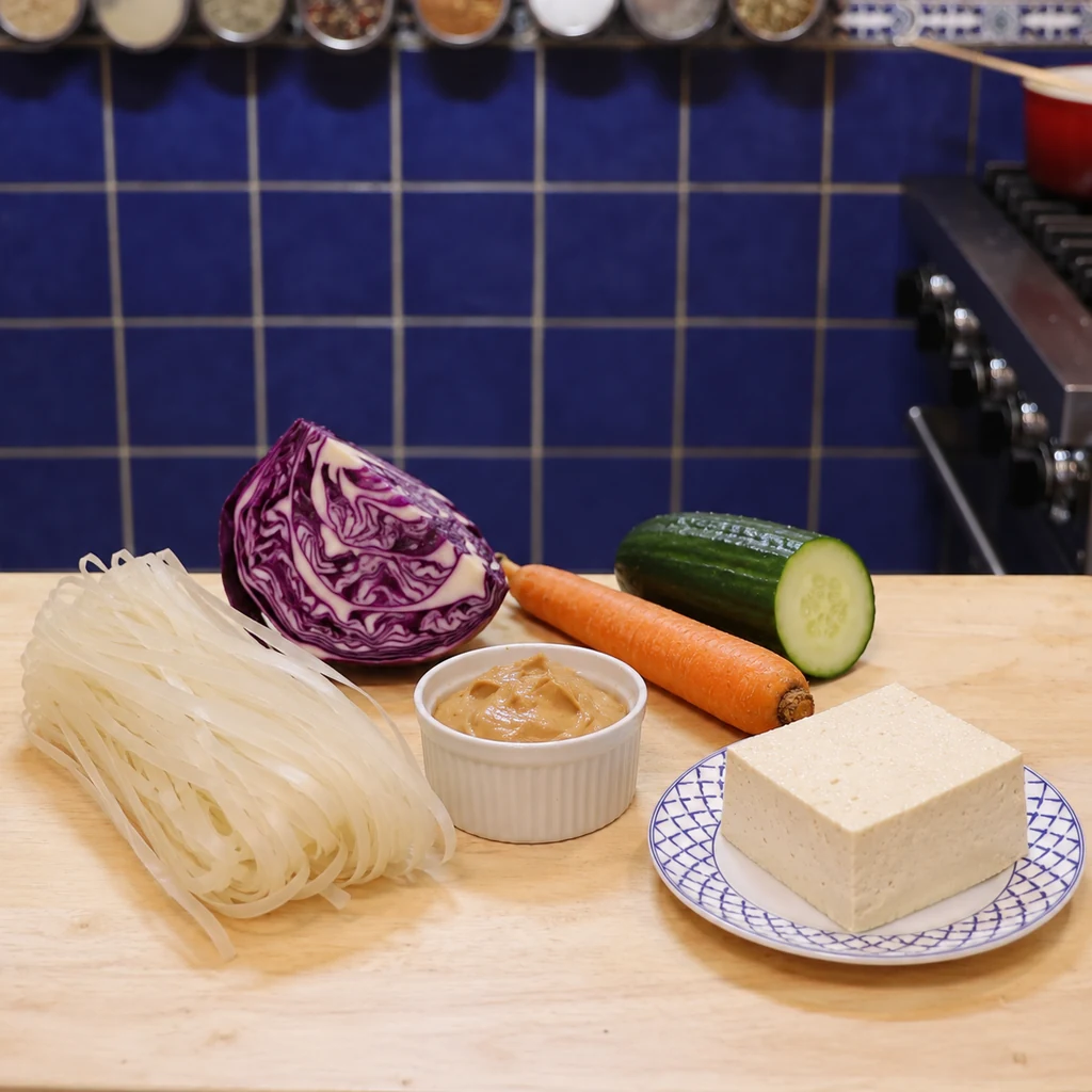 tofu peanut noodle bowls, ingredients