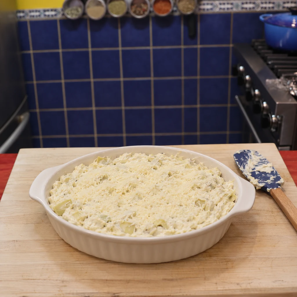 trempette chaude artichauts parmesan sans epinards, étape 2