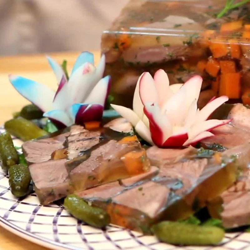 veal head terrine aspic tongue, finished dish