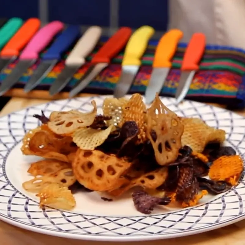 waffle cut vegetable chips, finished dish