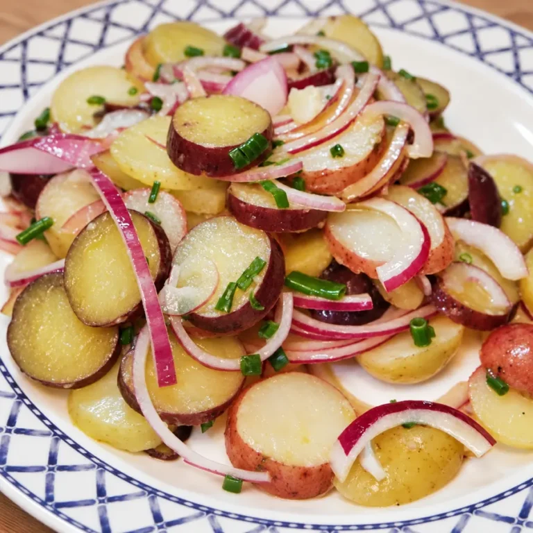 French Warm Potato Salad with Dijon Vinaigrette (No Mayo)
