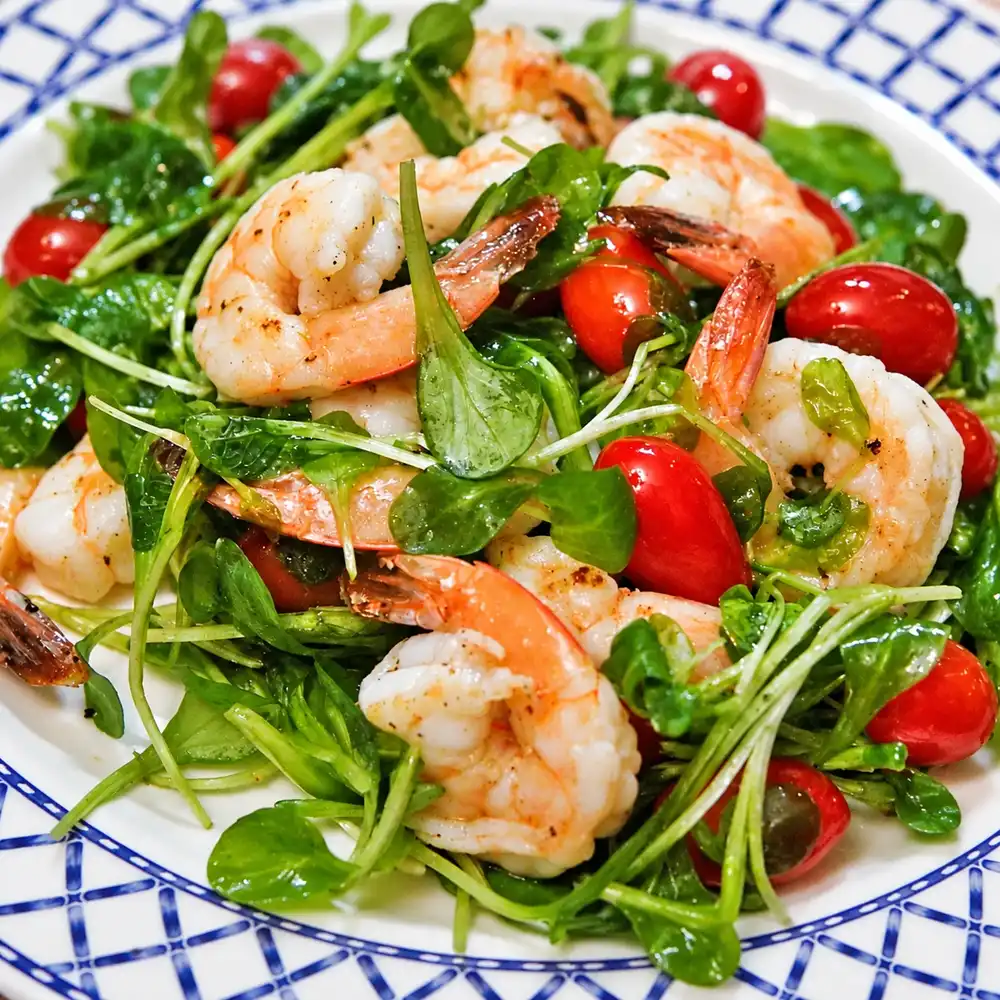 warm spicy shrimp salad, finished dish