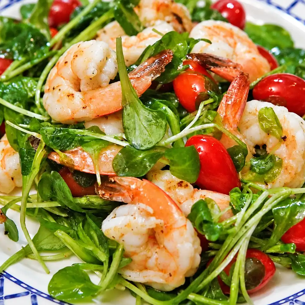 warm spicy shrimp salad, finished dish