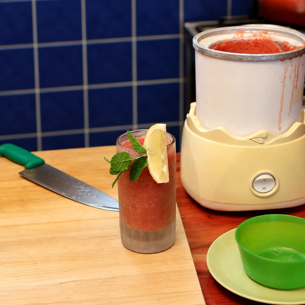 Watermelon Smoothie with Lemon and Mint, Slushy Style