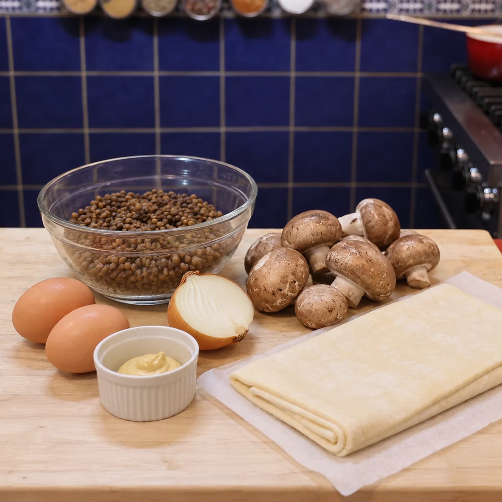 wellington champignons lentilles, ingredients