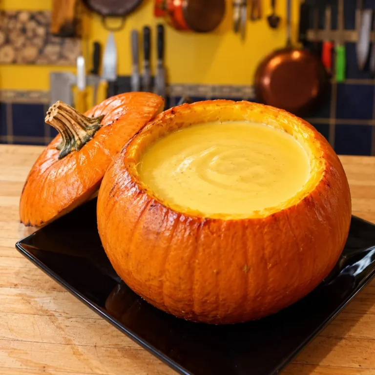 Whole Baked Pumpkin Soup with Cream