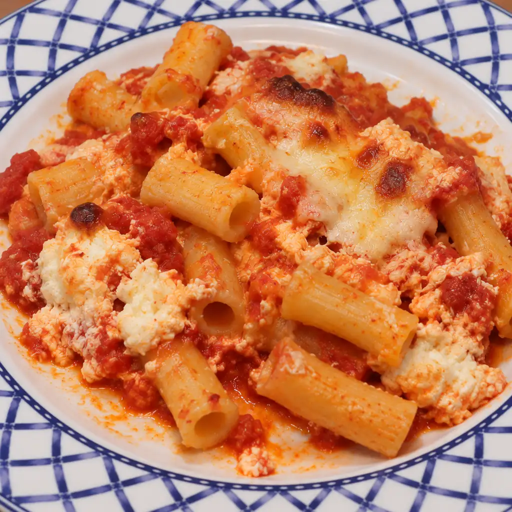 Ziti au four à la ricotta et à la mozzarella